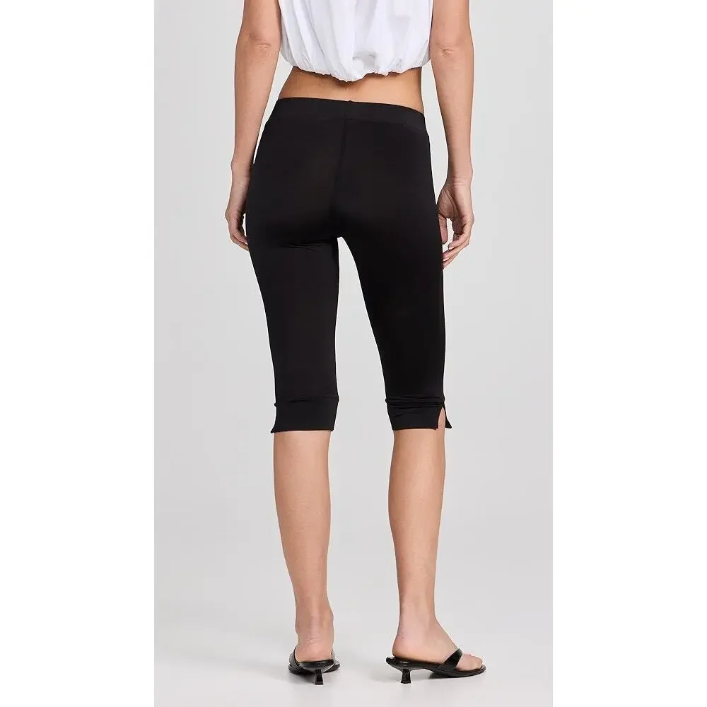 New SIEDRES Tali Logo Detail Cropped Jersey Leggings in Black Women's Size M - Picture 2 of 8